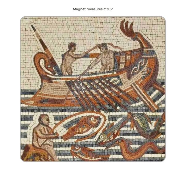 NWT "Tunisian Mosaic of Fishermen" Artisan Magnet - Picture 1 of 4